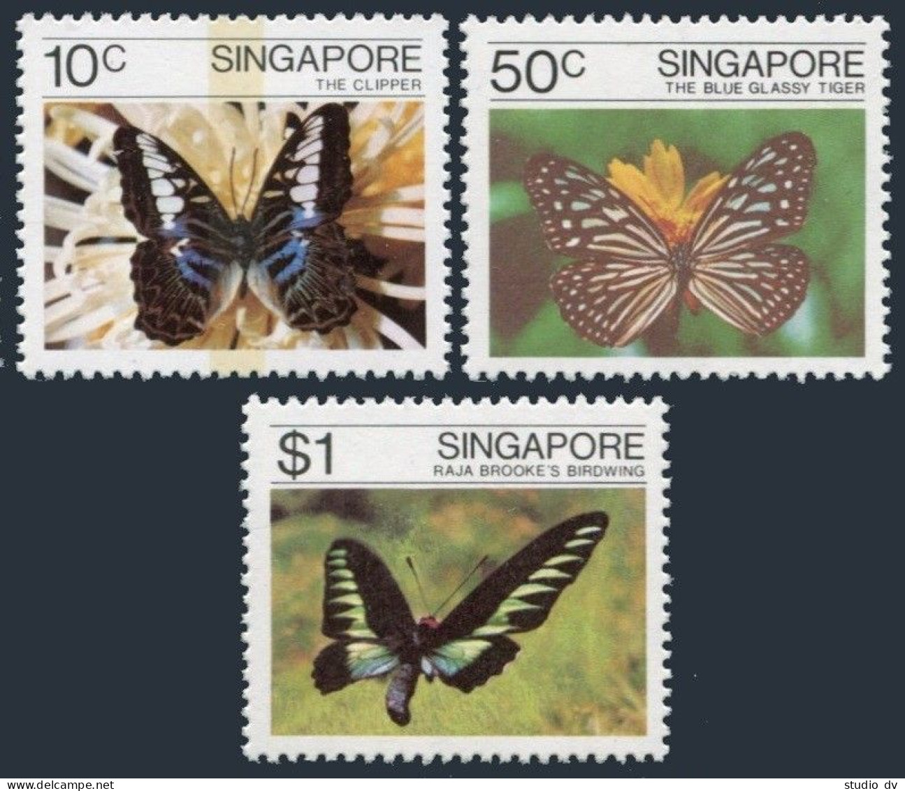 Singapore 387-389, MNH. Mi 393-395. Butterflies 1982.Clipper,Blue Grassy Tiger - Singapur (1959-...)