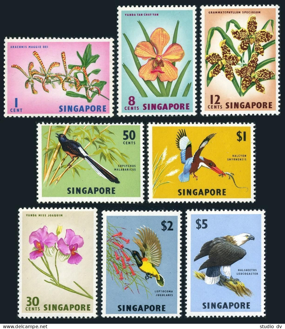 Singapore 62-69, MNH. Michel 52, 58, 60, 64-68. Birds, Flowers 1963. - Singapour (1959-...)