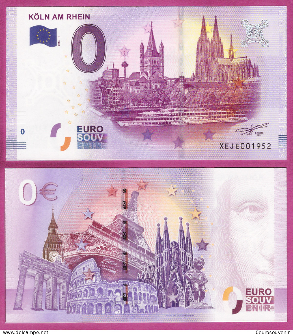 0-Euro XEJE 2016-1 KÖLN AM RHEIN - SCHIFF AUF RHEIN VOR DOM - Essais Privés / Non-officiels