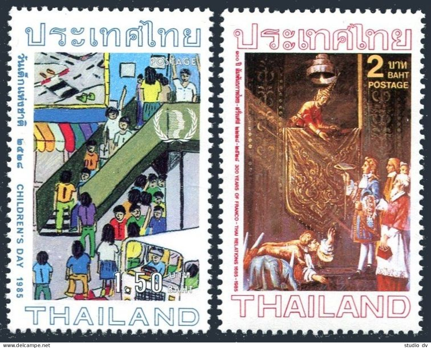 Thailand 1136-1137,hinged.Mi 1152-1153.Diplomatic Relations With France,300,1985 - Thailand
