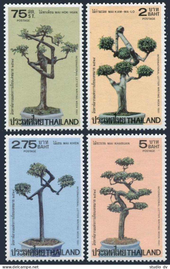 Thailand 971-974,lightly Hinged.Michel 981-984. Letter Week 1981:Dwarfed Trees. - Thailand