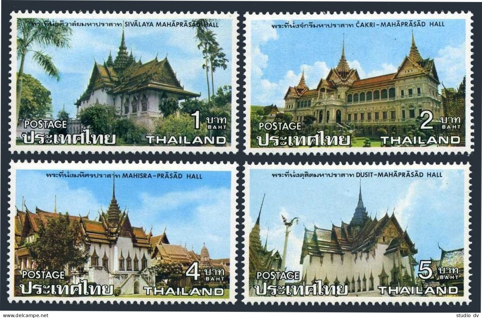 Thailand 802-805,hinged.Mi 823-826. Royal Houses,1976.Sivalaya-Mahaprasad Hall, - Thailand