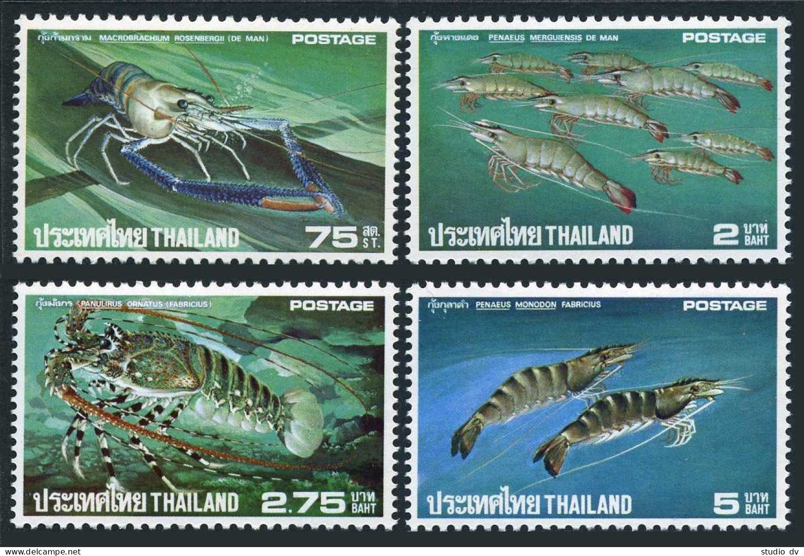 Thailand 780-783,lightly Hinged.Michel 799-802. Shrimp And Lobster Exports,1976. - Thailand