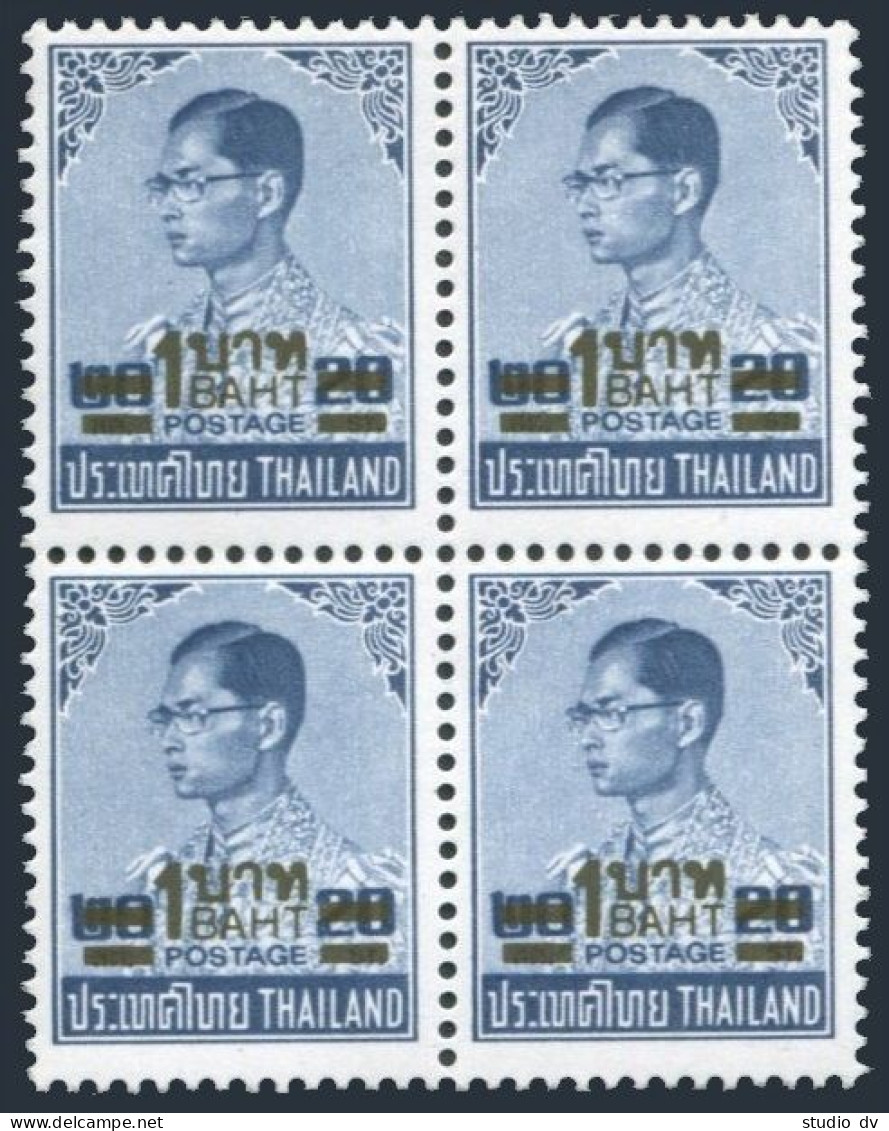 Thailand 1168A Block/4, MNH. Michel 1172. King Bhumipol Surcharged, 1986. - Thaïlande