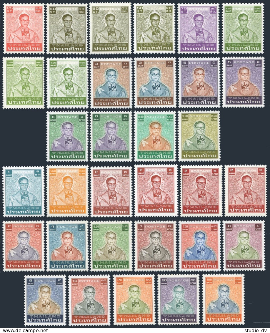 Thailand 932-940,1080-1093 & All Varieties,hinged. King Bhumibol Adulyadej,1980 - Thailand
