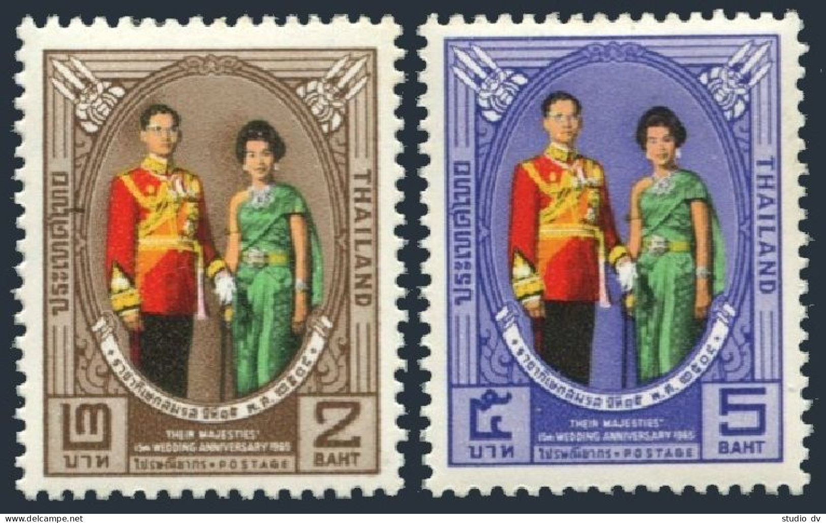 Thailand 428-429,MNH. Wedding Of King Bhumibol Adulyadej & Queen Sikirit,1965. - Thailand