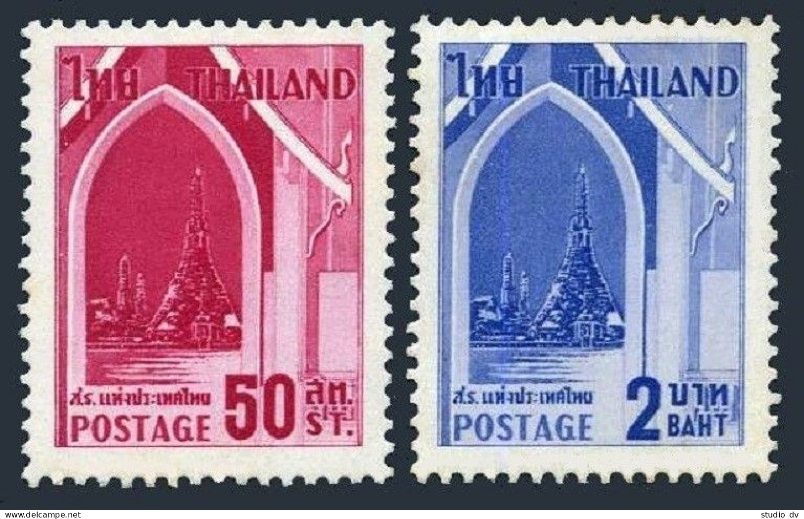 Thailand 339-340,MNH.Mi 349-350. Anti-leprosy Campaign,1960.Wat Arun,Bangkok. - Thailand