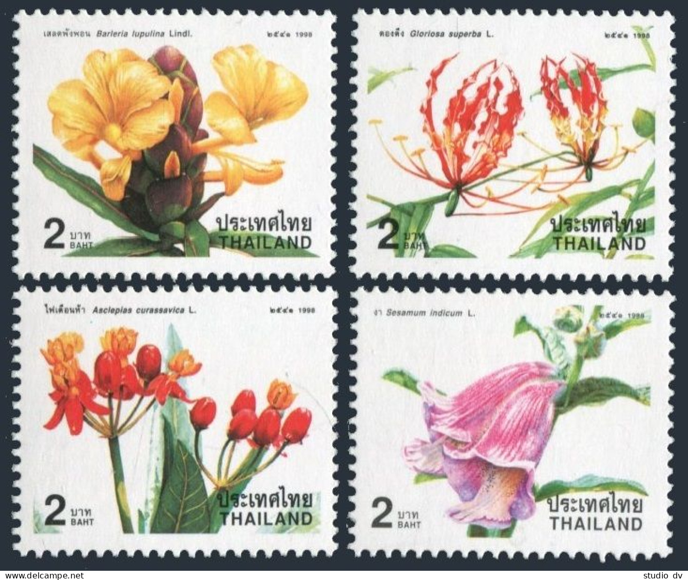 Thailand 1841-1844,1844a,MNH. New Year 1999.Flowers.1998. - Thaïlande
