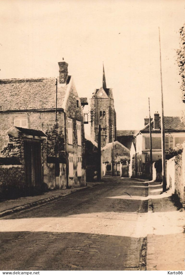 Moigny Sur école * Rue Du Village Et église St Denis * Photo Ancienne 23.2x16.2cm - Autres & Non Classés