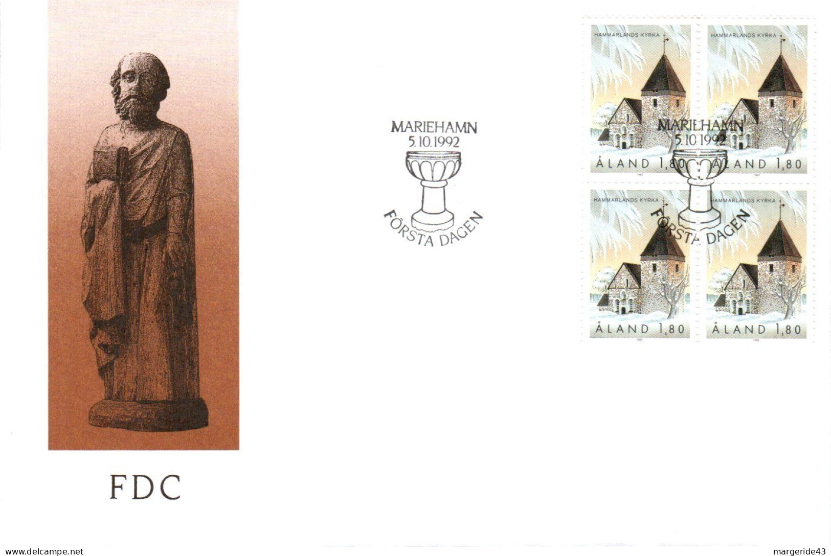 ALAND FDC 1992 EGLISE - Aland