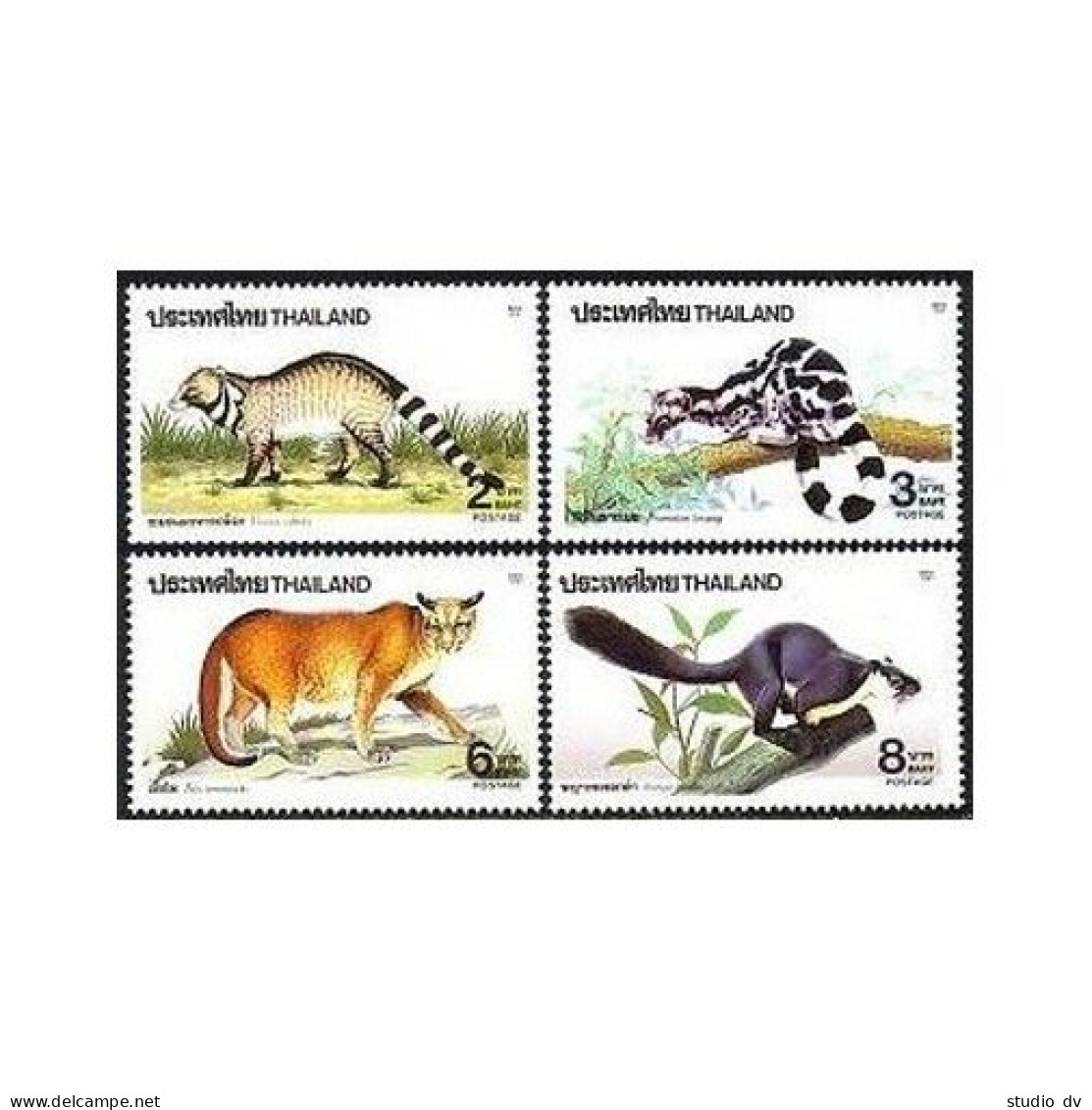 Thailand 1425-1428, MNH. Mi 1451-1455. 1991. Viverra Zibetha, Prionodonlinsang, - Thaïlande