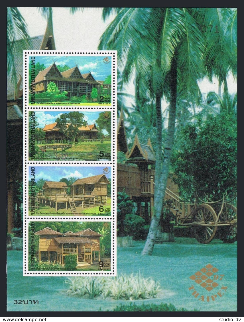 Thailand 1751-1754,1754a Sheet,MNH. Local Architecture.PhilEXPO-1997.  - Thailand