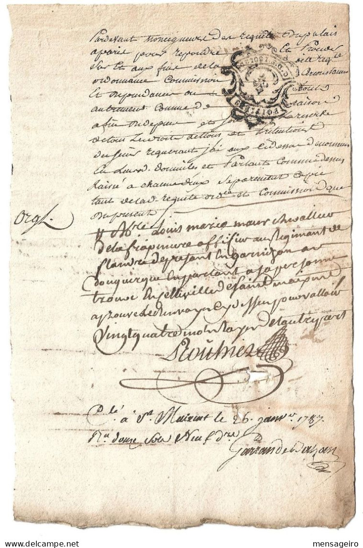 (C03) - CACHET GENERALITE POITIERS SUR DOCUMENT SAINT MAIXENT 1787 - Cartas & Documentos
