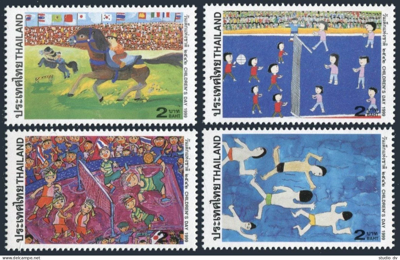 Thailand 1847-1850,MNH. Children's Day 1999.Paintings From Competition Sports. - Thaïlande