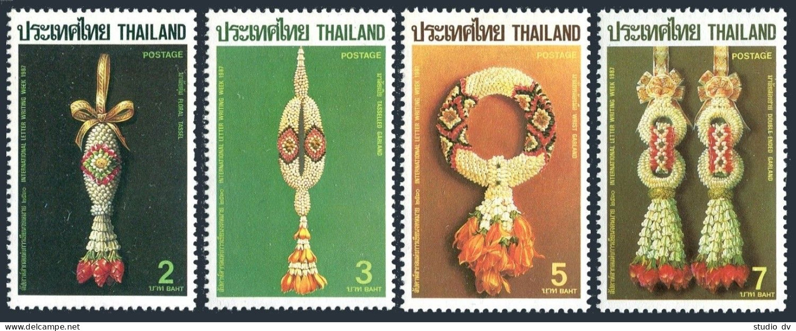 Thailand 1192-1195,MNH.Michel 1216-1219. Letter Week,1987. Floral Garlands. - Thailand
