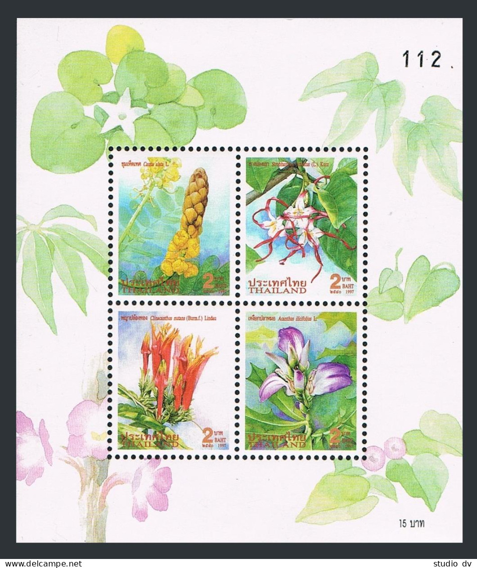 Thailand 1777-1780,1780a Sheet,MNH. New Year 1998,Flowers.1977. - Thaïlande