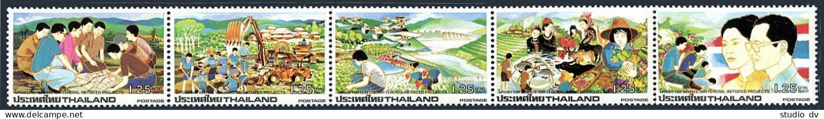 Thailand 1052-1056a Strip, MNH. Development Program,1984.Irrigation Dam,Fish,Aid - Thailand