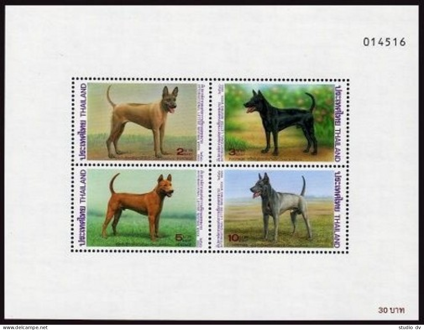 Thailand 1545a Sheet, MNH. Michel Bl.52. Thai Ridgeback Dogs, 1993. - Thaïlande