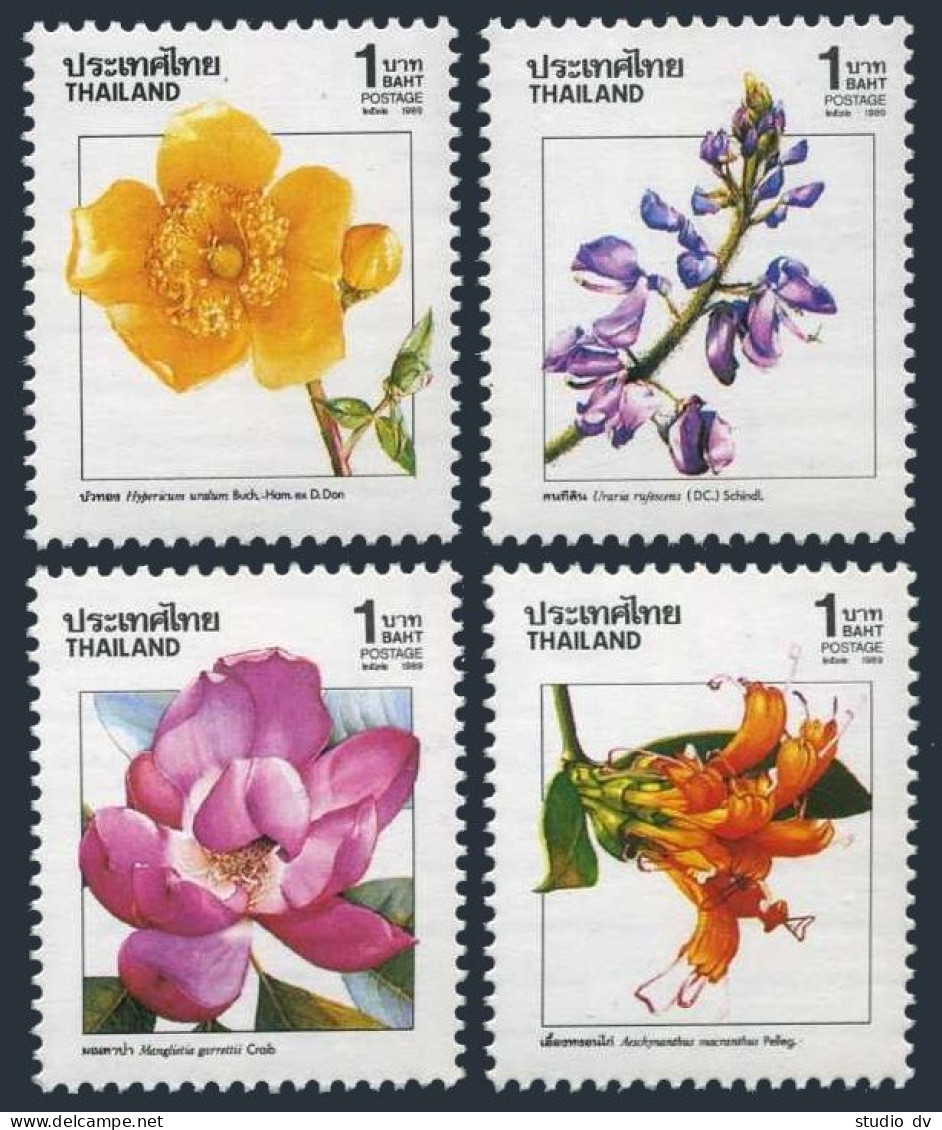 Thailand 1329-1332, MNH. Michel 1338-1341. New Year 1990. Flowering Plants. - Thaïlande