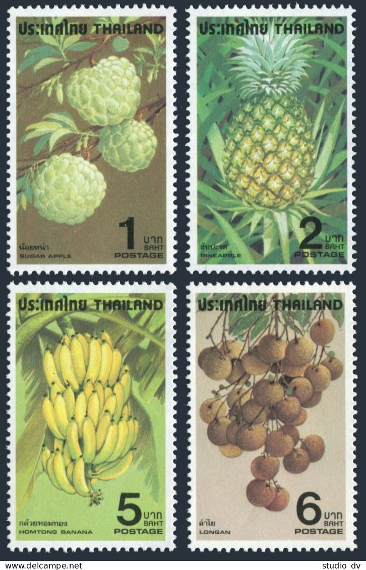 Thailand 881-884,MNH.Michel 904-907. Fruits-79.Sweetsop,Pinapple,Bananas,Longans - Thailand