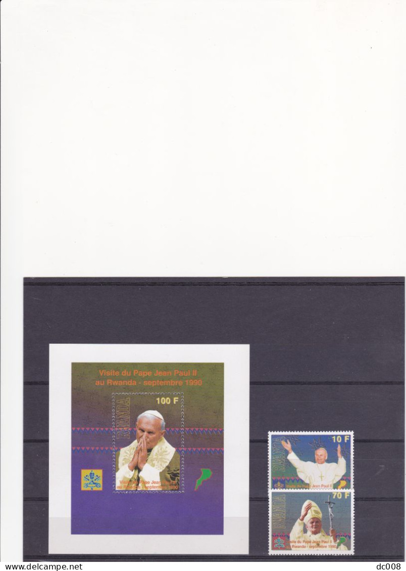 Rwanda COB BL107+ 1377/8 - Visite Du Pape Jean-Paul II / Bezoek Van Paus Johannes Paulus II- MNH-postfris-neuf - Ongebruikt