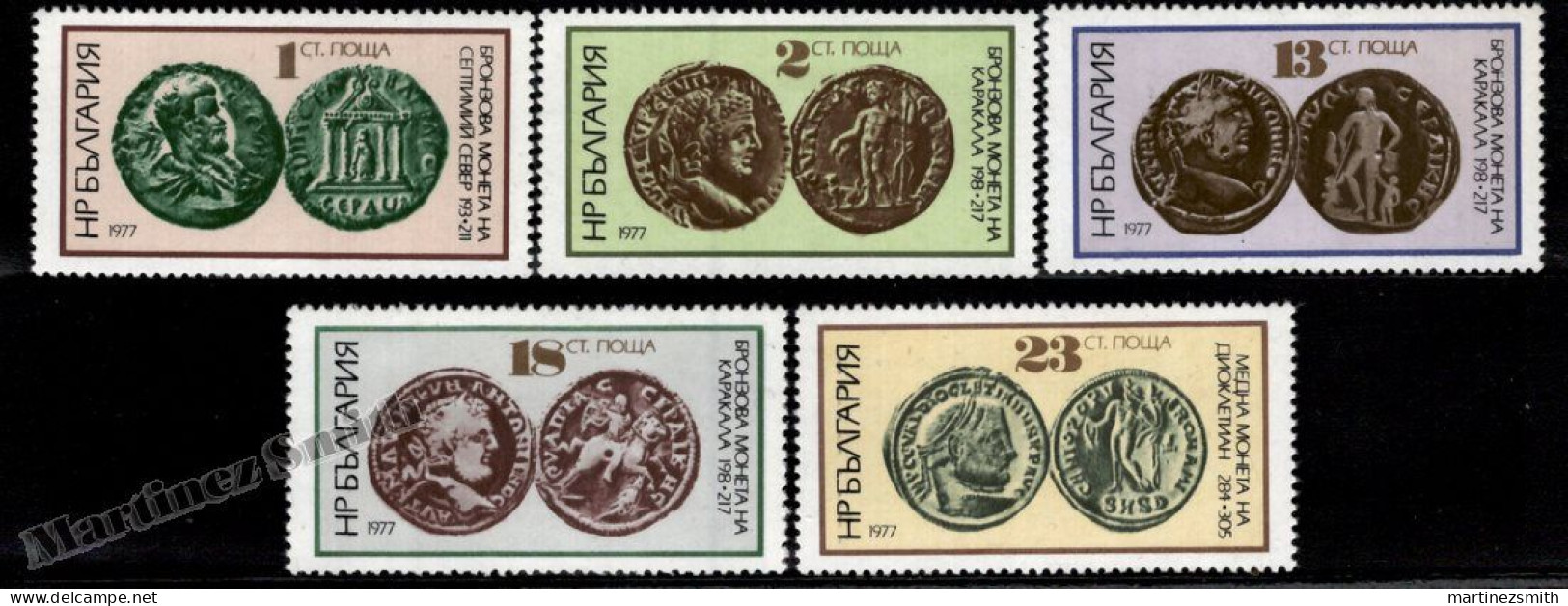 Bulgaria 1977 Yvert 2278-82, Ancient Coins, Coins On Stamps - MNH - Ungebraucht