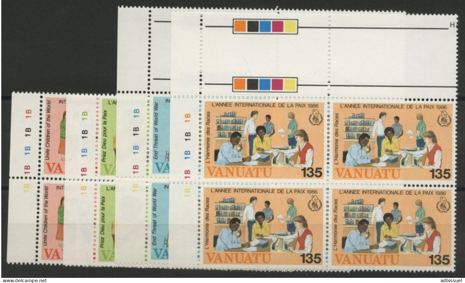 VANUATU N° 751 à 754 En Blocs De 4 Neufs ** (MNH). Année Internationale De La Paix. TB - Vanuatu (1980-...)