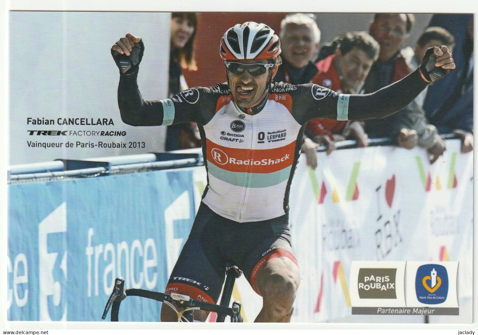 Carte Postale Cyclisme -- Fabian Cancellara  - Vainqueur De Paris - Roubaix 2013.    (2 Scans) - Ciclismo