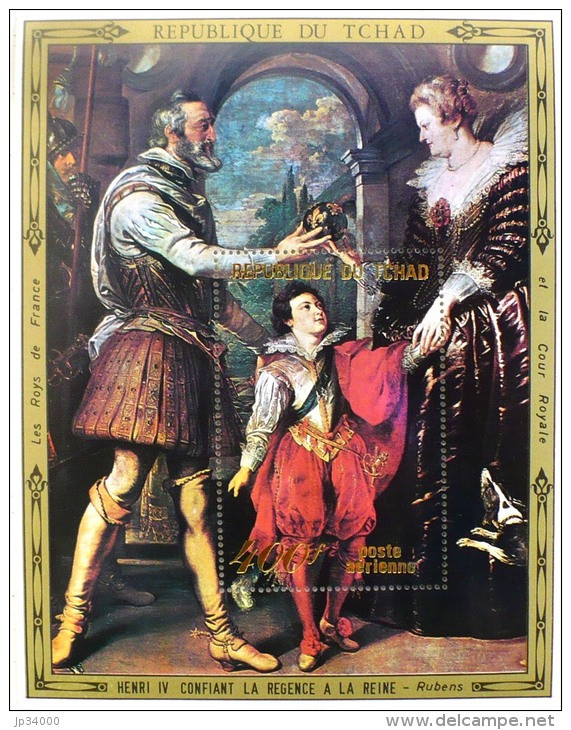 TCHAD Peinture, RUBENS, HENRI IV CONFIANT LA REINE. Les Roys De France Et La Cour Royale ** MNH Emis En 1972 - Rubens