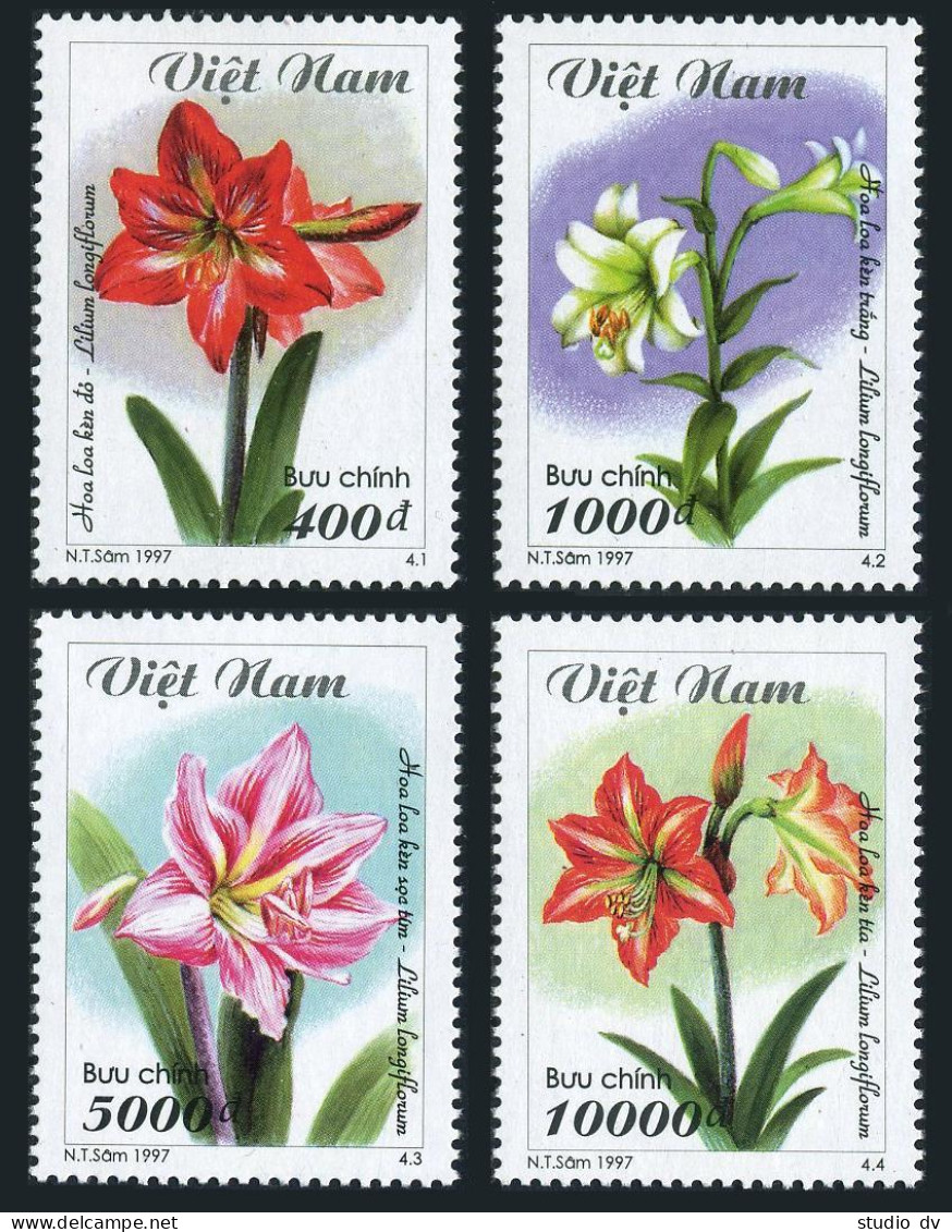 Viet Nam 2764-2767,MNH.Michel 2841-2844. Lilies,1997.Lilium Longiflorum. - Vietnam