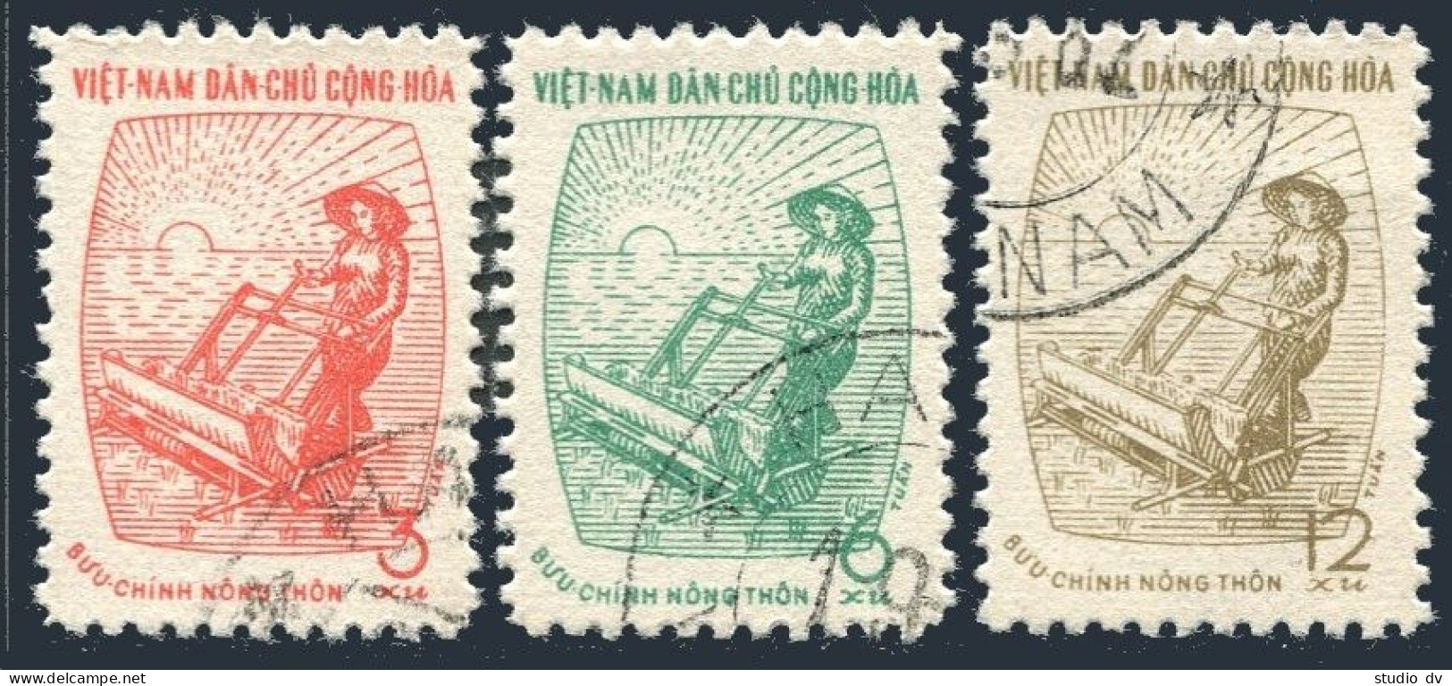 Viet Nam O33-O35,CTO.Michel D33-D35. Official Stamps 1962.Planting Rice. - Viêt-Nam