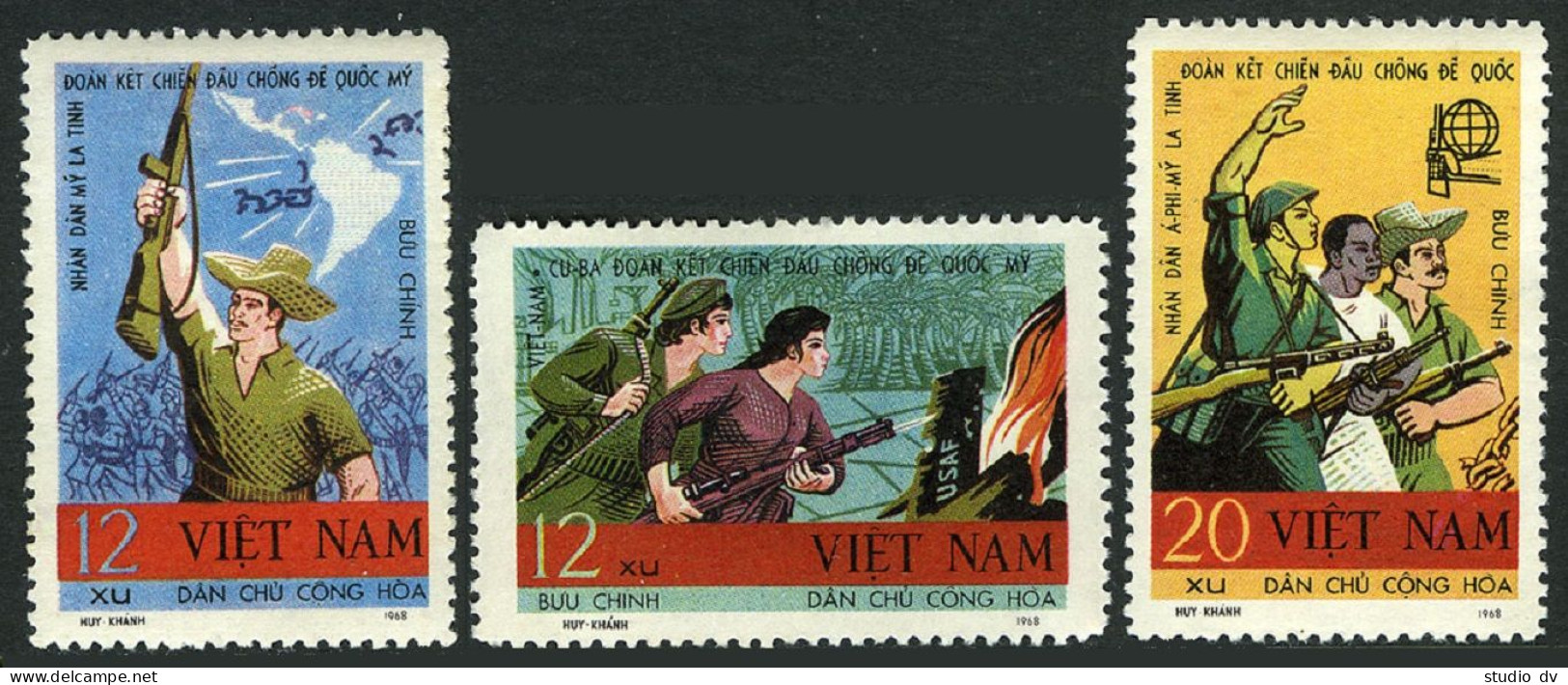 Viet Nam 527-529,Mint No Gum.Mi 556-558. Foreign Solidarity With Viet Nam,1968. - Viêt-Nam