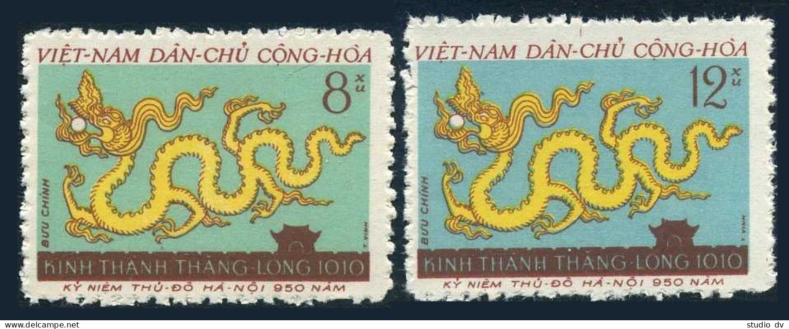Viet Nam 140-141,lightly Hinged.Michel 145-146. Hanoi,950th Ann.1960.Dragon. - Viêt-Nam