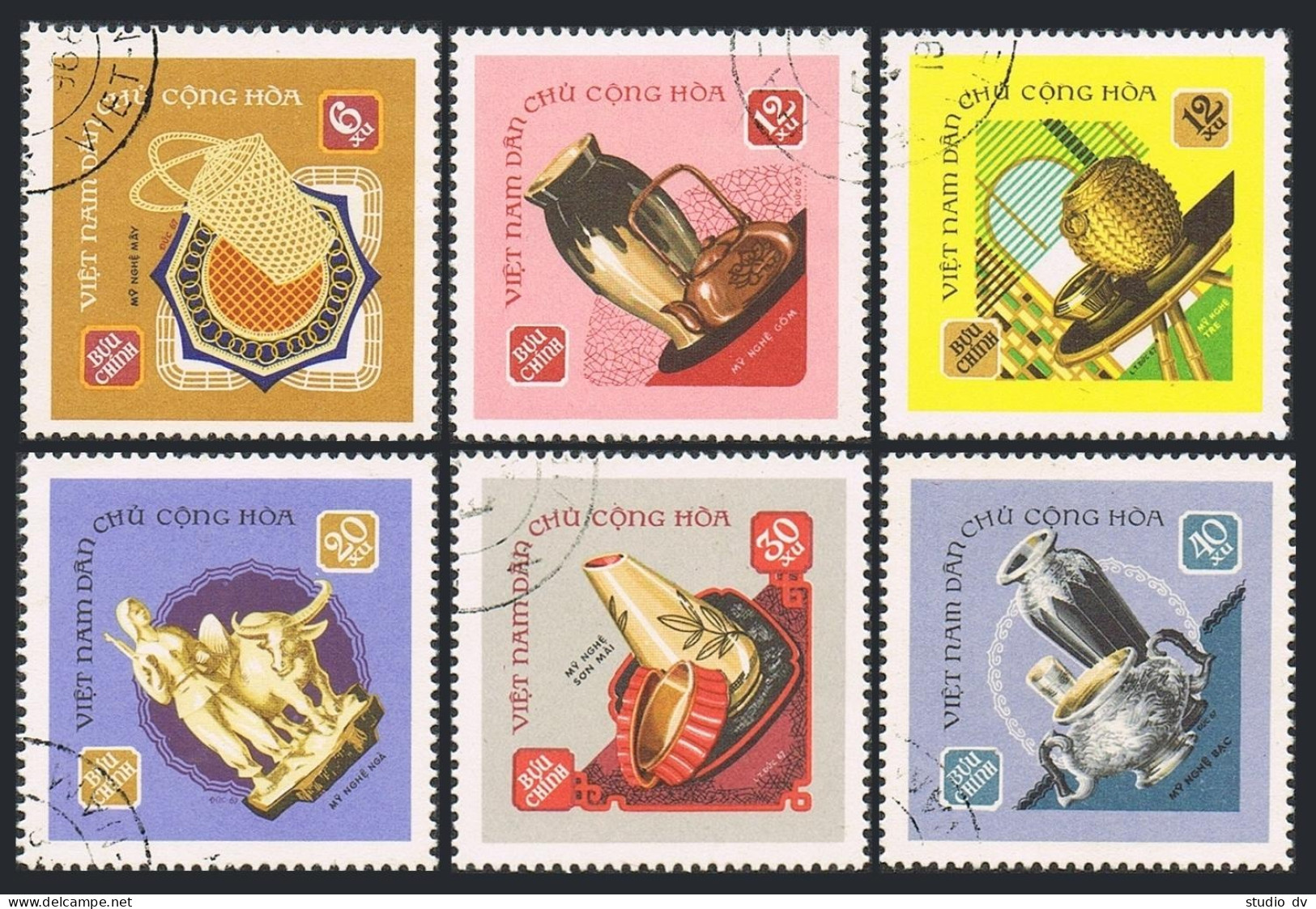 Viet Nam 509-514,CTO.Mi 538-543. Handicrafts 1968. Rattan Products, Ceramics, - Viêt-Nam
