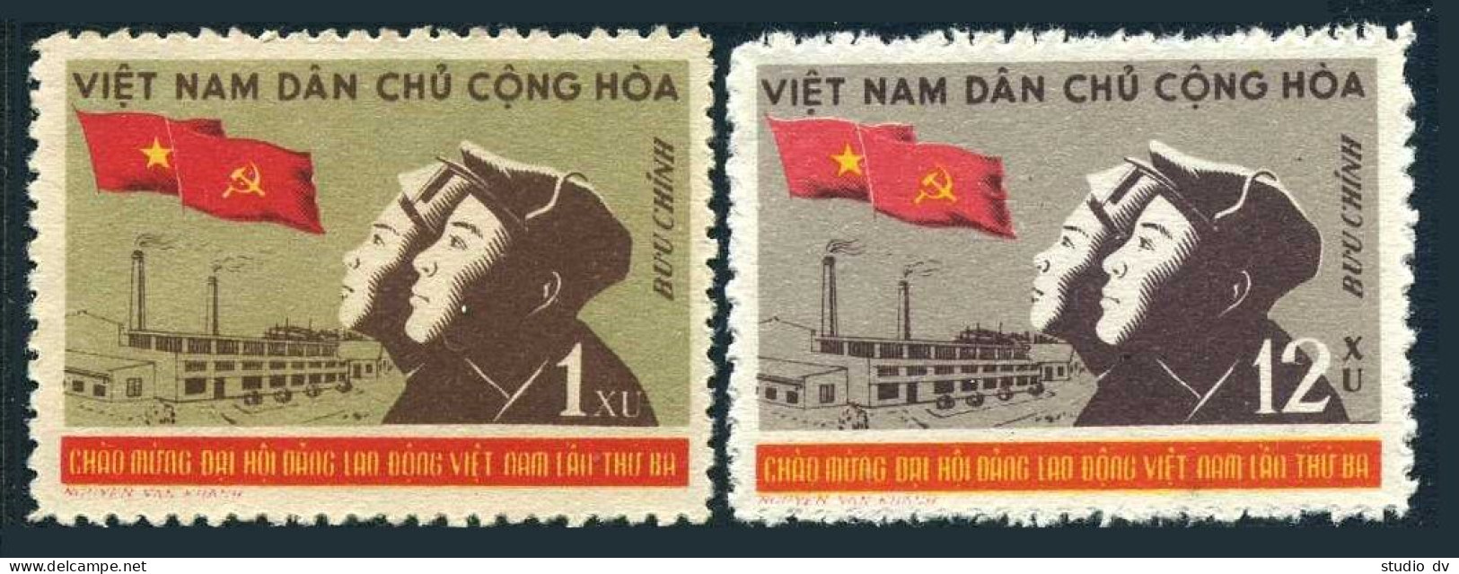 Viet Nam 137-138,hinged.Michel 142-143. 3rd Communist Party Congress,1960. - Viêt-Nam