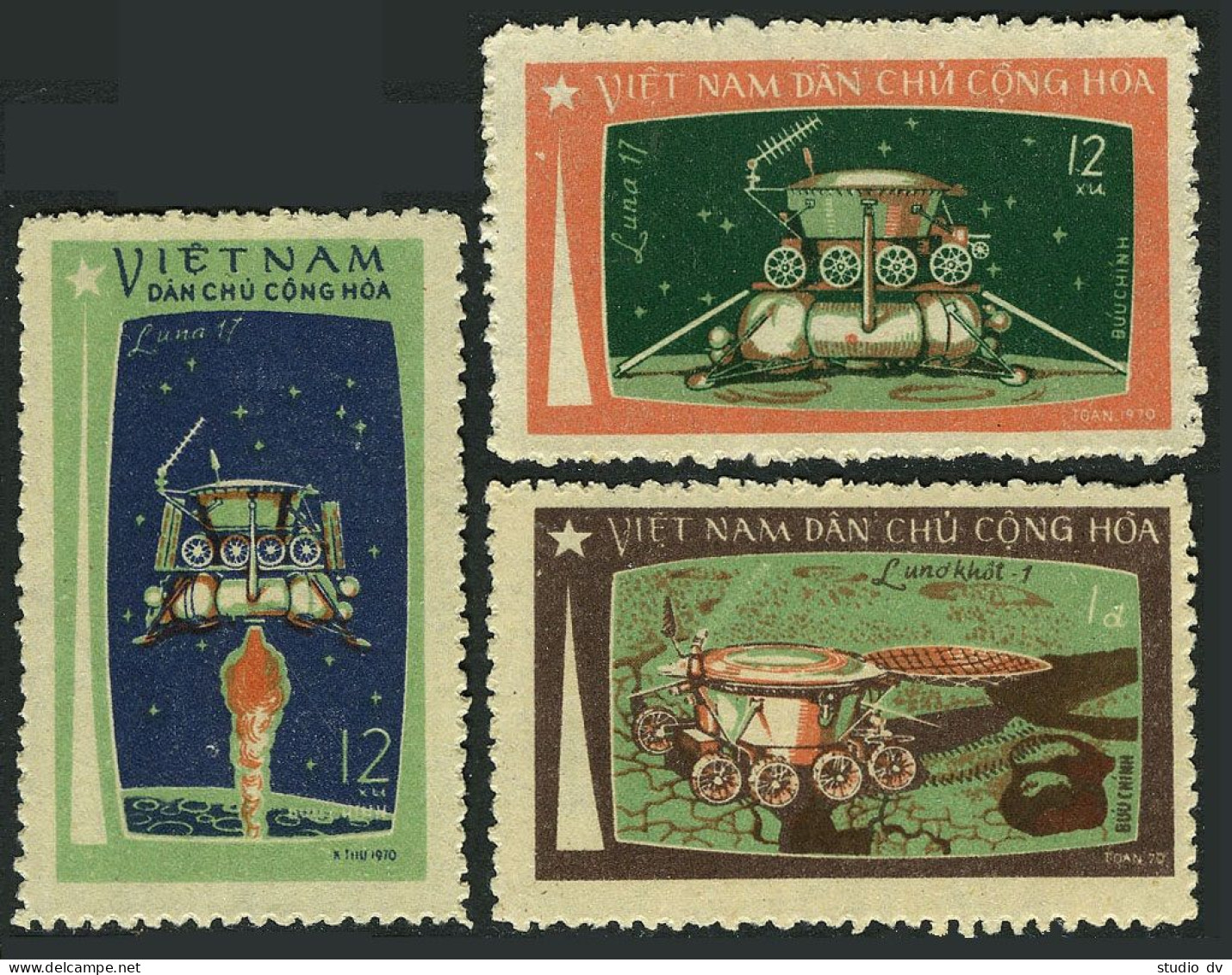 Viet Nam 641-643,MNH.Michel 672-674. Flight Of Luna.Lunakhod 1.1971.  - Viêt-Nam