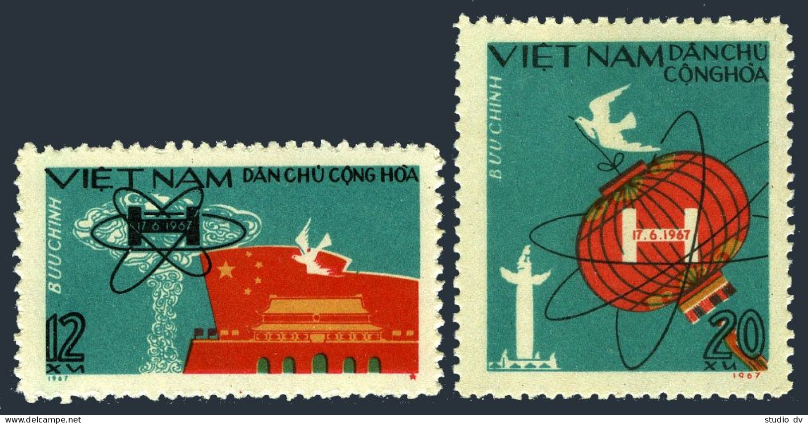 Viet Nam 476-477, MNH. Michel 497-498. 1st Chinese Hydrogen Bomb Test, 1967. - Vietnam