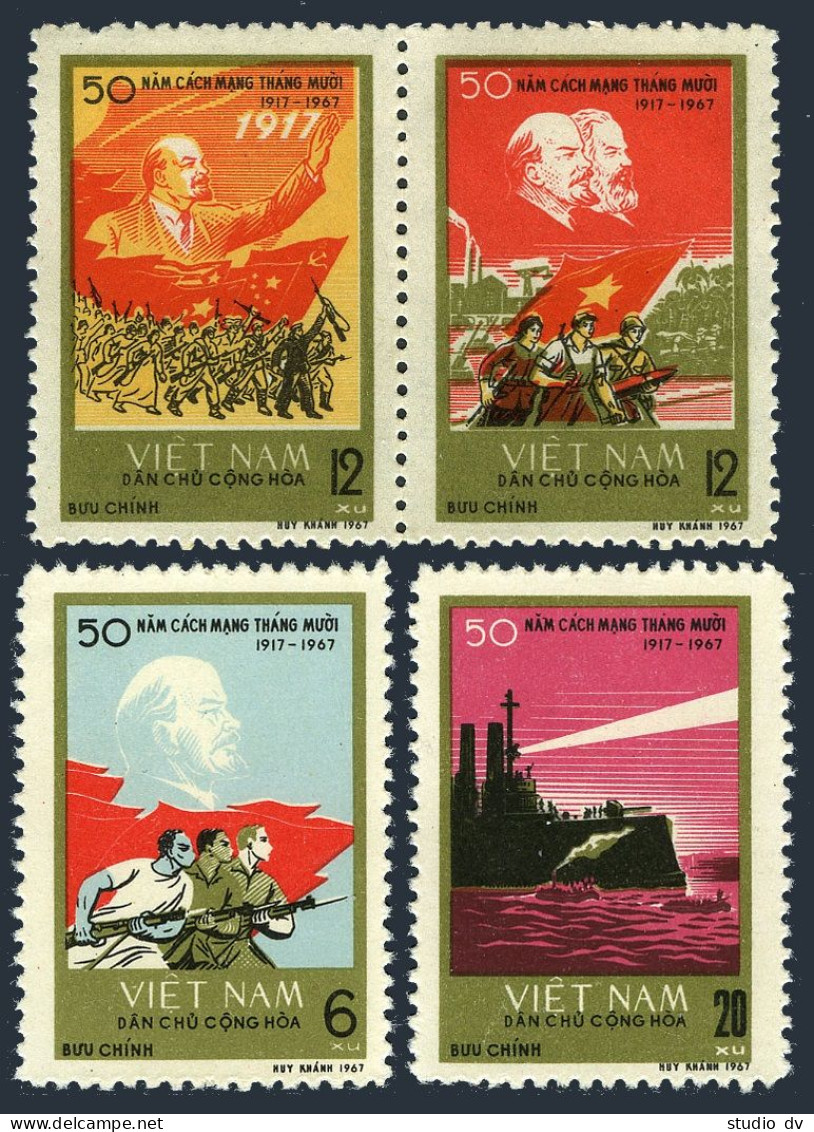 Viet Nam 471-473,MNH.Michel 491-494. Russian October Revolution,50th Ann.1967. - Viêt-Nam