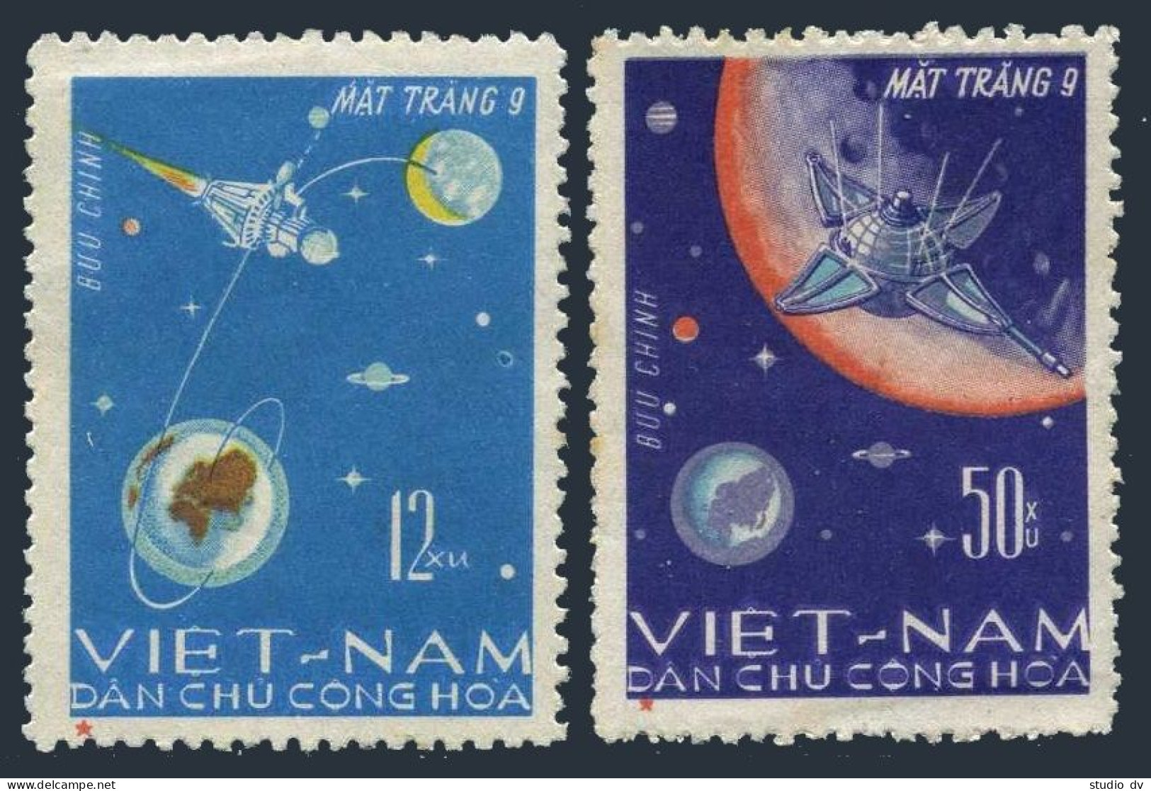 Viet Nam 429-430, MNH. Michel 448-449. Space Achievements, 1966. Luna 9. - Viêt-Nam