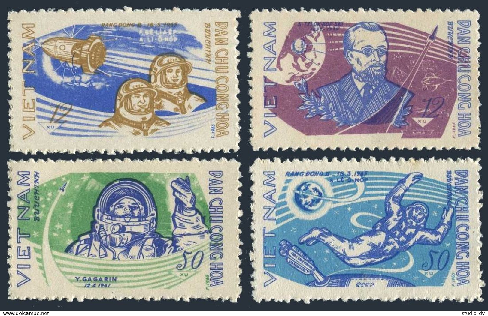 Viet Nam 385-388, MNH. Michel 401-404. Flight Of Voskhod 2, 1965. Tsiolkovsky. - Viêt-Nam