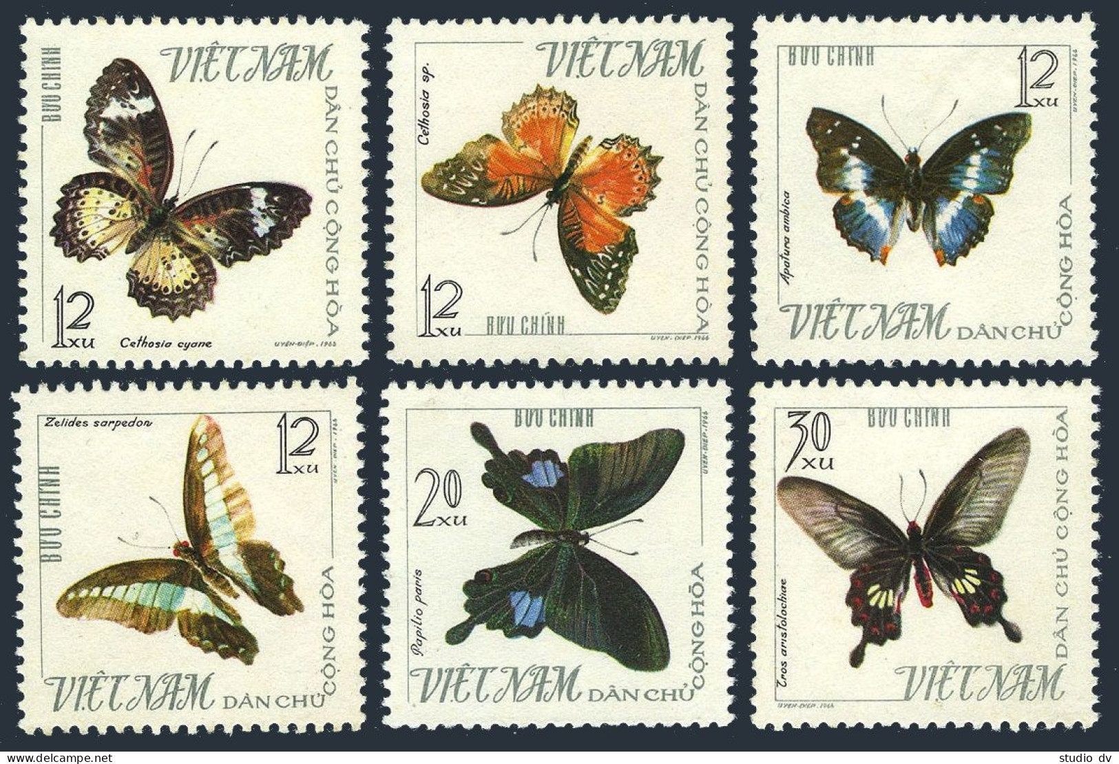 Viet Nam 398-403, MNH. Michel 405-410. Butterflies, 1965. - Vietnam