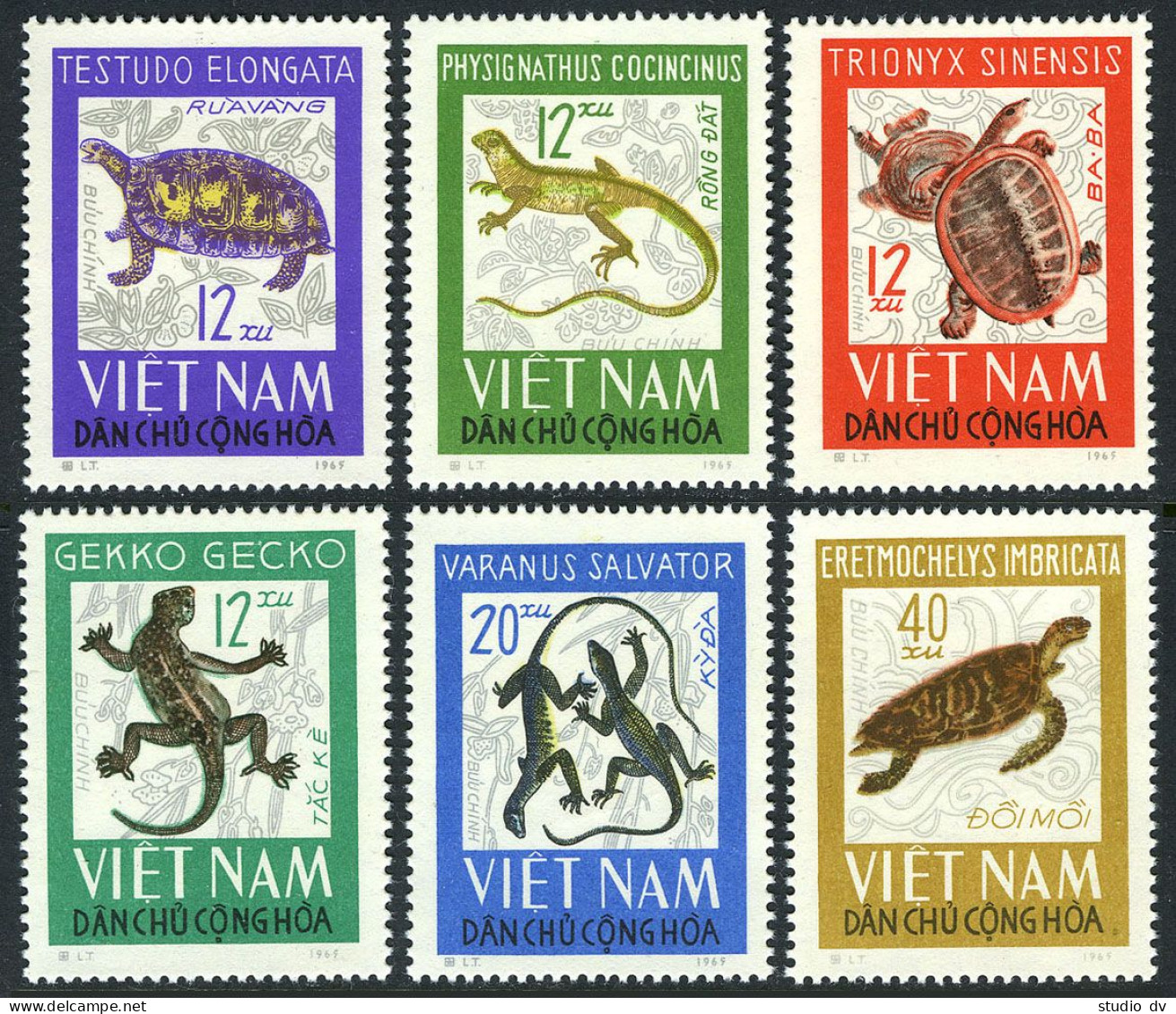 Viet Nam 413-418, MNH. Michel 432-437. Reptiles, 1966. Geckos, Turtles. - Viêt-Nam