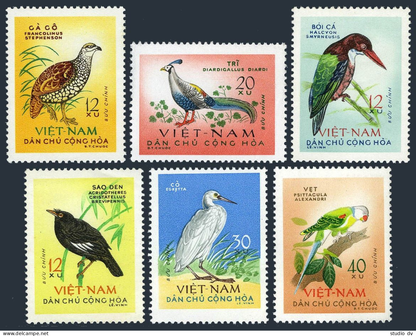 Viet Nam 268-273,MNH.Michel 275-280. Birds 1963.Francolinus Stephenson, - Viêt-Nam