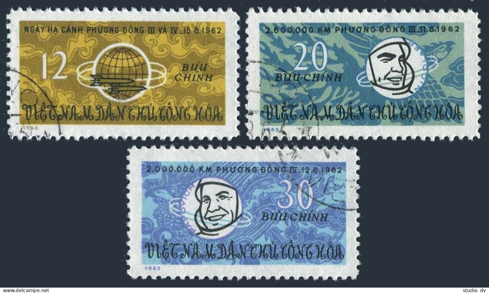 Viet Nam 258-260,CTO.Michel 265-267. Flight Of Vostok 3 And 4.1963. - Vietnam