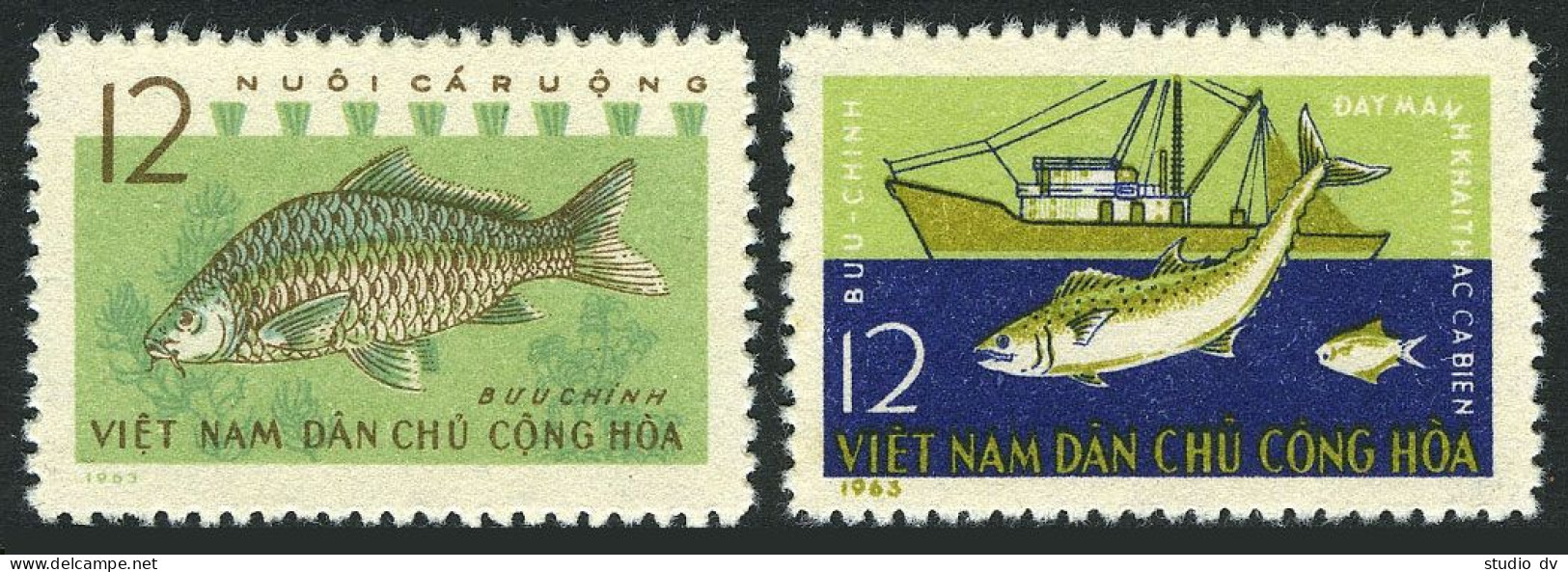 Viet Nam 255-256,MNH.Michel 262-263. Fishing Industry,1963.Trawler,offshore, - Viêt-Nam