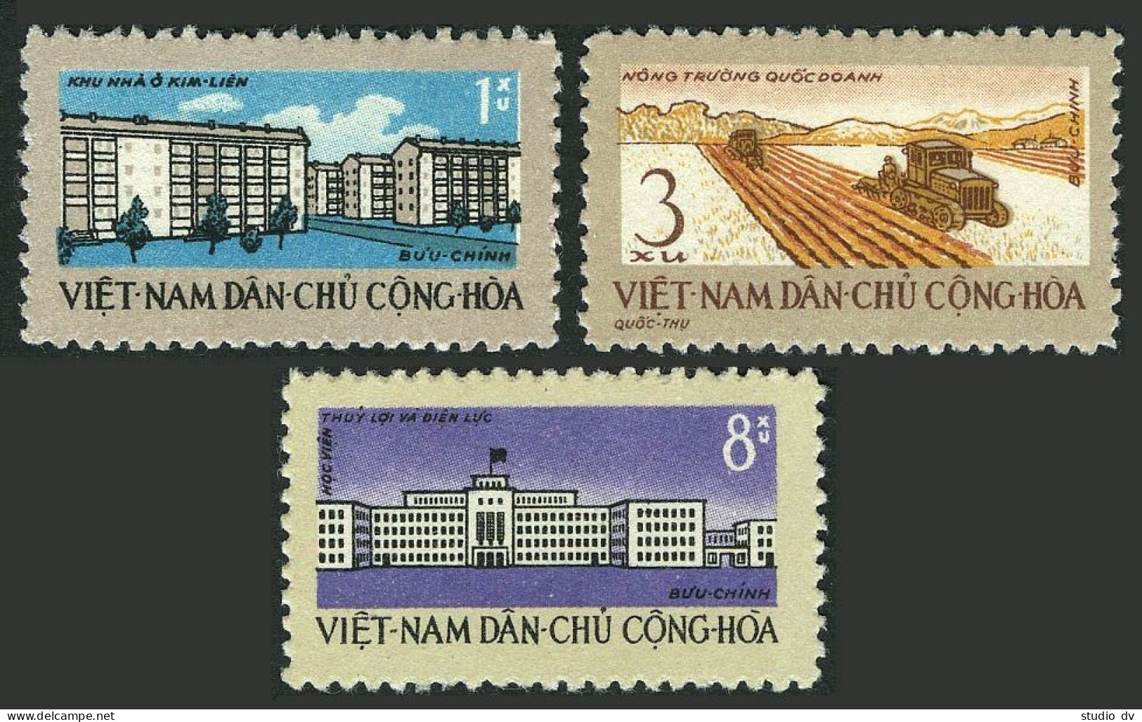 Viet Nam 200-202,MNH.Michel 211-213. Five Year Plan,1962.State Farm,Institute. - Vietnam