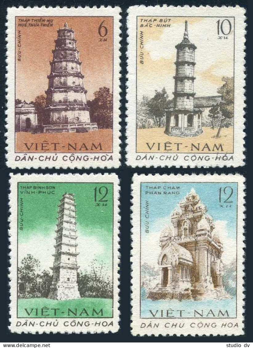 Viet Nam 170-171,MNH.Michel 176-179. Ancient Towers,1961.Thien Mu,Hue;Pen Brush, - Viêt-Nam