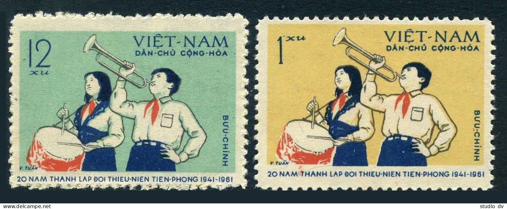 Viet Nam 154-155,MNH.Michel 160-161. Yong Pioneers,20th Ann.1961. - Viêt-Nam