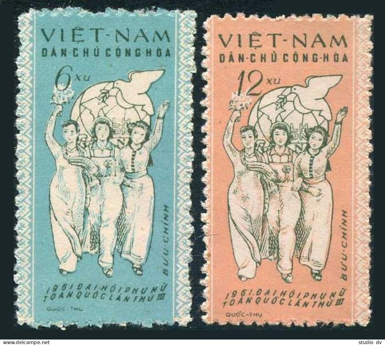 Viet Nam 146-147,MNH.Michel 152-153. Vietnamese Women Union,3rd Congress.1961. - Viêt-Nam