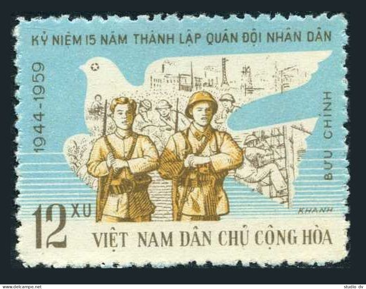 Viet Nam 109, MNH. Michel 113. People's Army, 15th Ann. 1959. Dove. - Vietnam